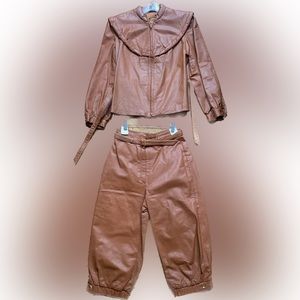 Vintage Leather Pants - Jacket + Pants Set | ANNY | Brown | Sz S